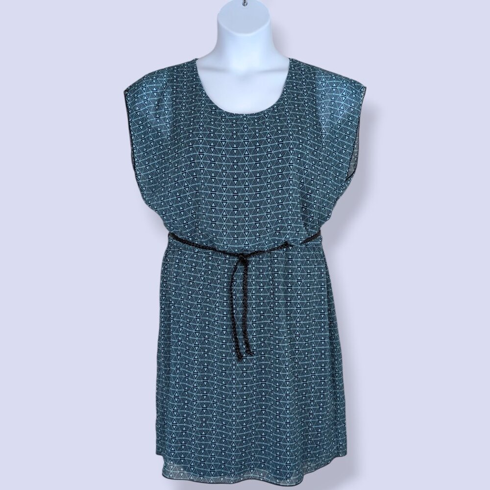 Enfocus Studio Blue Geometric Lined Dress